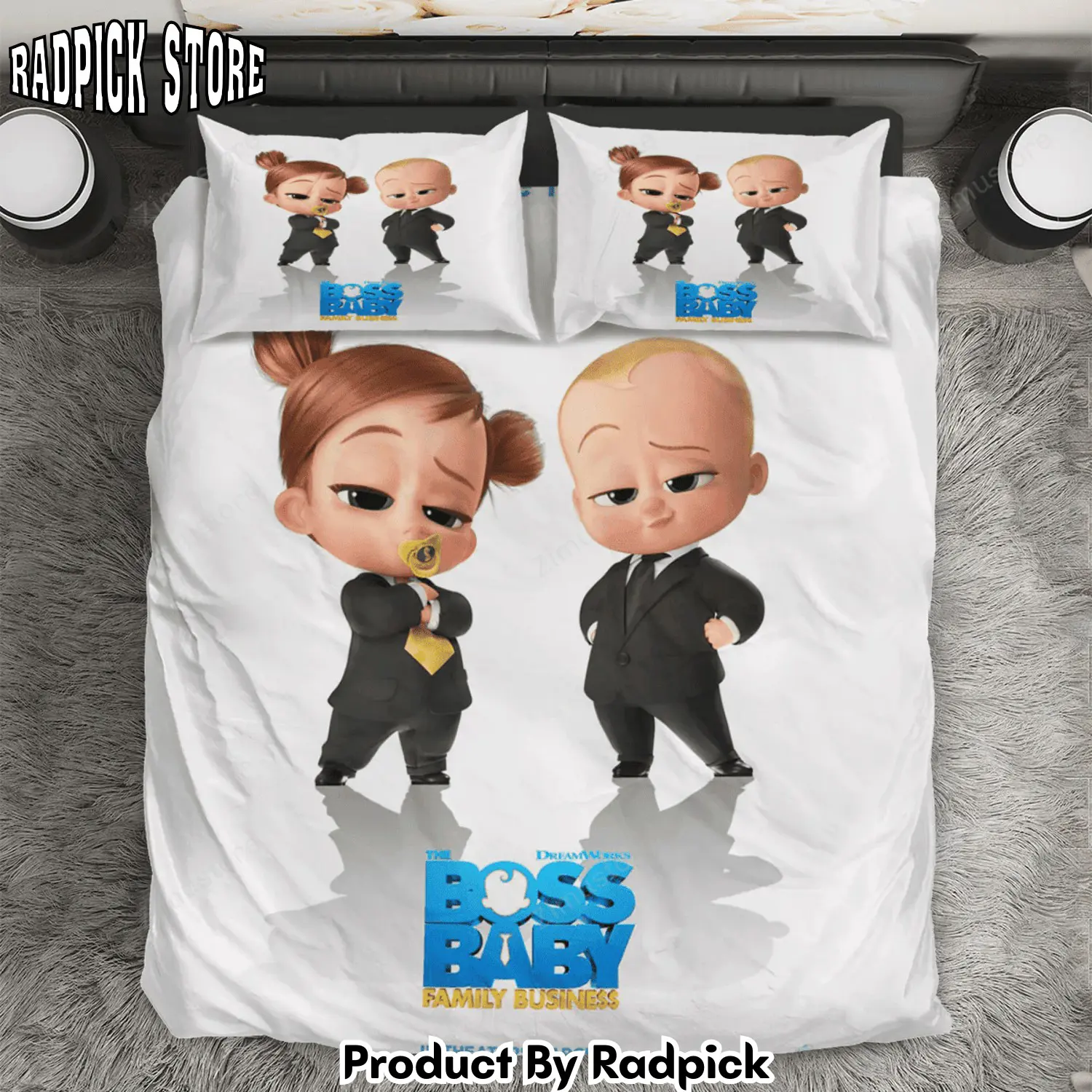 Radpick the boss baby poster 5 3pcs 3pcs bedding set duvet cover and pillow cases gift for fan rp3271345
